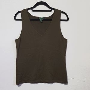 Lauren Ralph Lauren  Silk Blend Vneck Tank Top Sz L